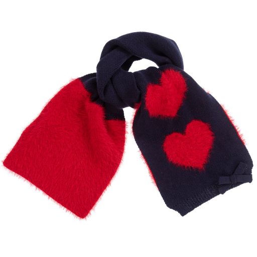 iDO Baby-Blue & Red Cotton Blend Scarf | Childrensalon Outlet