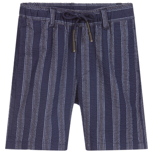 iDO Baby-Blue Seersucker Striped Shorts | Childrensalon Outlet