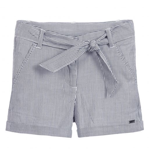 iDO Baby-Blue Striped Cotton Shorts | Childrensalon Outlet