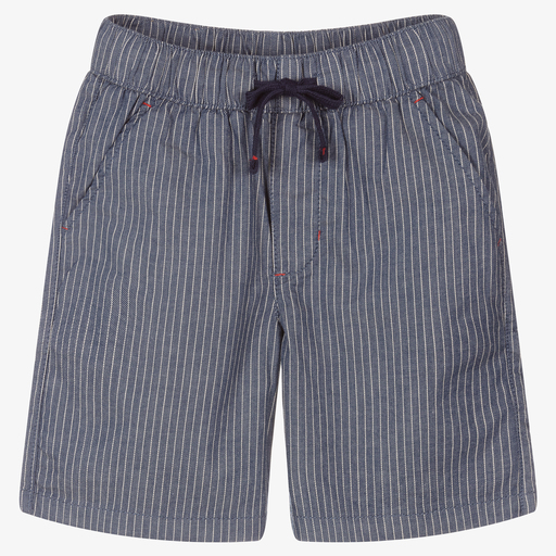iDO Junior-Blue Striped Cotton Shorts | Childrensalon Outlet