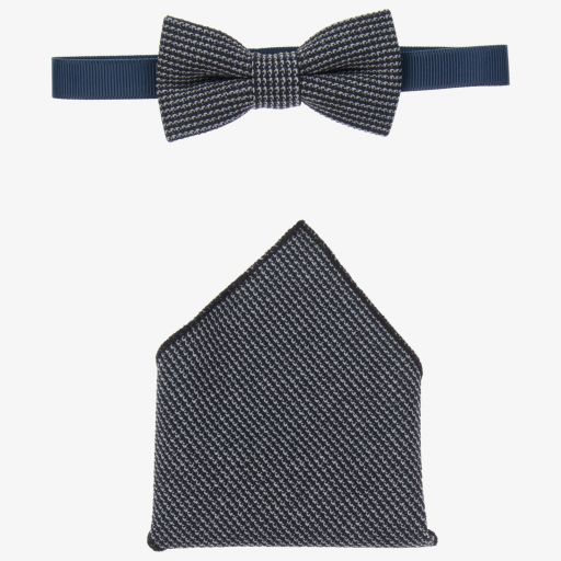 iDO Baby-طقم ربطة عنق ومنديل جيب لون كحلي ورمادي للأولاد | Childrensalon Outlet