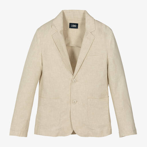 iDO Junior-Boys Beige Linen & Viscose Blazer | Childrensalon Outlet