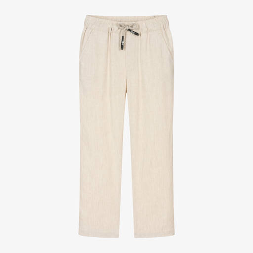 iDO Baby-Boys Beige Linen & Viscose Trousers | Childrensalon Outlet
