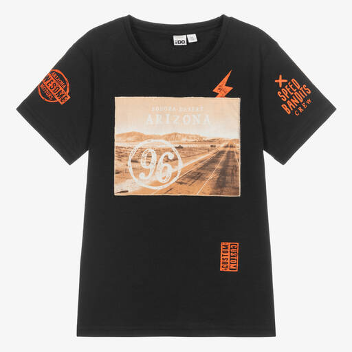 iDO Junior-Boys Black Cotton T-Shirt | Childrensalon Outlet