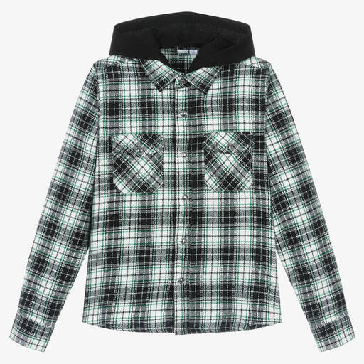 iDO Junior-Boys Black & White Cotton Check Shirt | Childrensalon Outlet