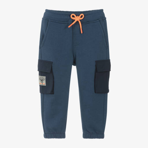 iDO Baby-Boys Blue Cotton Cargo Trousers | Childrensalon Outlet