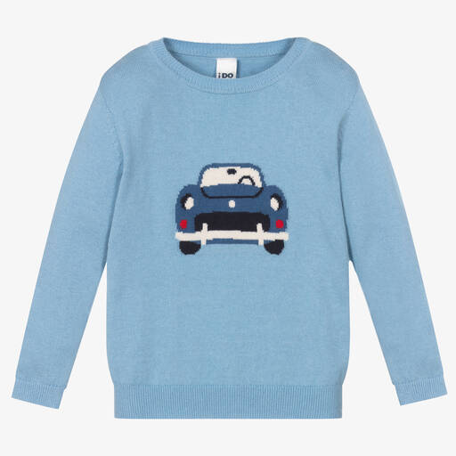 iDO Baby-Boys Blue Cotton Classic Car Sweater | Childrensalon Outlet