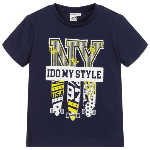 iDO Baby-Boys Blue Cotton T-Shirt | Childrensalon Outlet