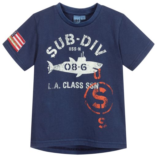 iDO Baby-Boys Blue Cotton T-Shirt | Childrensalon Outlet