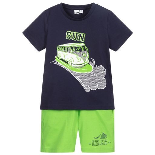 iDO Baby-Boys Blue & Green Shorts Set | Childrensalon Outlet