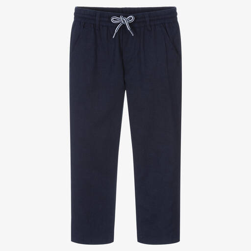 iDO Baby-Boys Blue Linen Trousers | Childrensalon Outlet