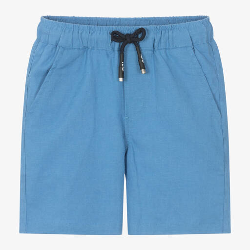 iDO Baby-Boys Blue Linen & Viscose Shorts | Childrensalon Outlet