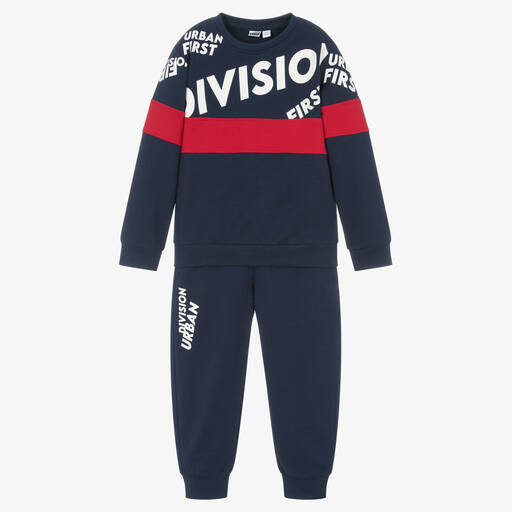 iDO Baby-Boys Blue & Red Cotton Tracksuit | Childrensalon Outlet