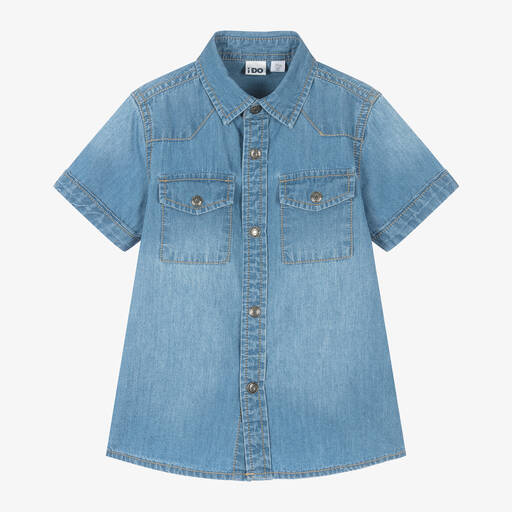 iDO Baby-Boys Blue Wash Chambray Shirt | Childrensalon Outlet