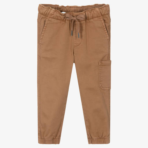 iDO Baby-Boys Dark Beige Cotton Twill Trousers | Childrensalon Outlet