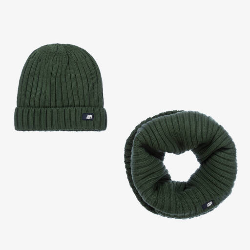 iDO Junior-Boys Green Knitted Hat & Snood Set | Childrensalon Outlet