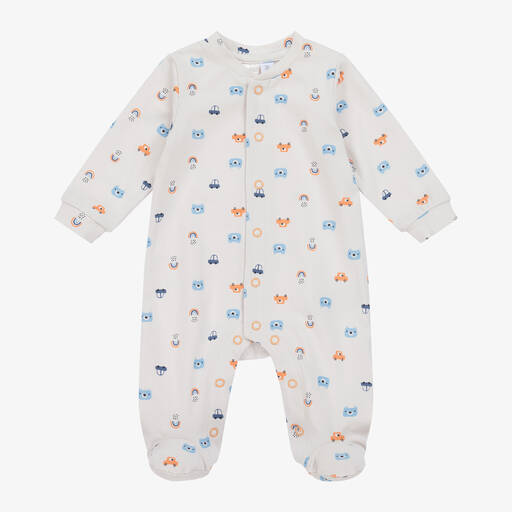 iDO Мини-Boys Grey Car Print Cotton Babygrow | Childrensalon Outlet
