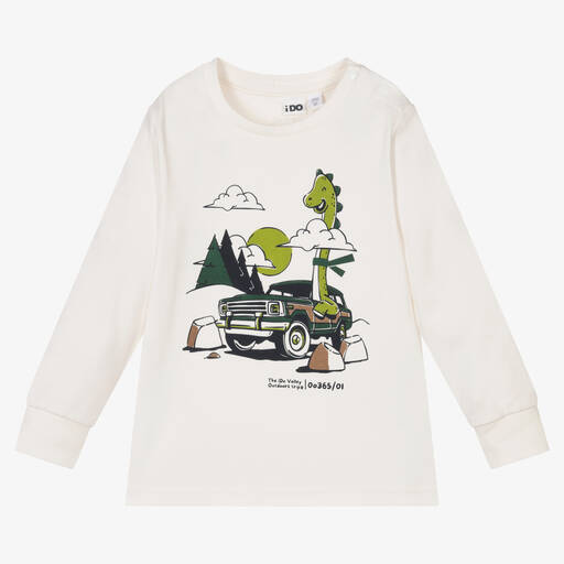 iDO Baby-Boys Ivory Cotton Dinosaur Print Top | Childrensalon Outlet