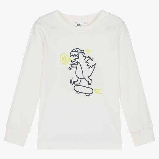 iDO Малыши-Кремовый хлопковый топ с динозавром | Childrensalon Outlet