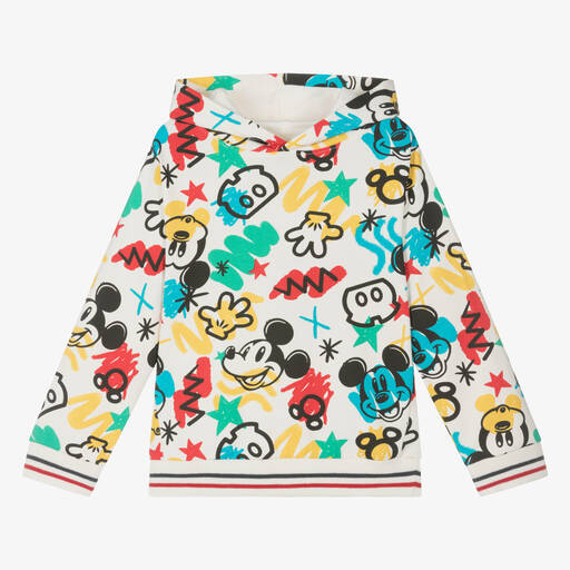 iDO Baby-Boys Ivory Cotton Mickey Mouse Hoodie | Childrensalon Outlet