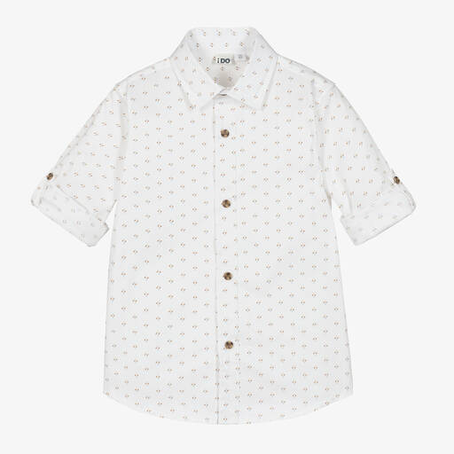 iDO Baby-Boys Ivory Cotton Patterned Shirt | Childrensalon Outlet