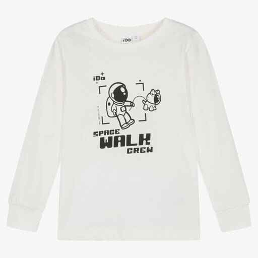 iDO Малыши-Кремовый хлопковый топ с космонавтом | Childrensalon Outlet