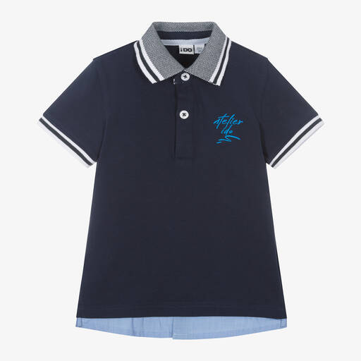 iDO Малыши-Boys Navy Blue Cotton Piqué Polo Shirt | Childrensalon Outlet