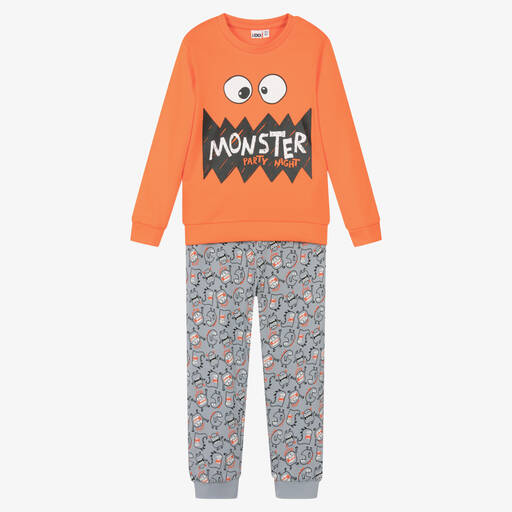 iDO Baby-Boys Orange & Grey Cotton Pyjamas | Childrensalon Outlet