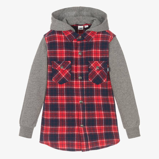 iDO Baby-Boys Red Cotton Hooded Shirt | Childrensalon Outlet