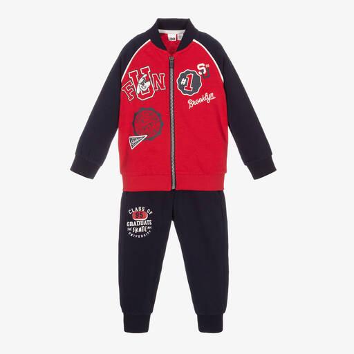 iDO Baby-Boys Red & Navy Blue Tracksuit | Childrensalon Outlet