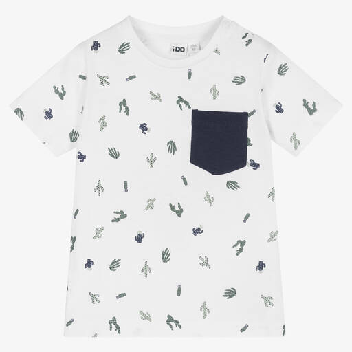 iDO Baby-Boys White Cactus Cotton T-Shirt | Childrensalon Outlet