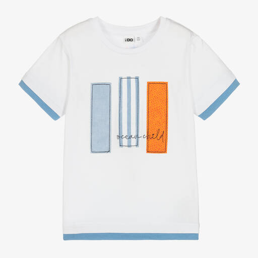 iDO Baby-T-shirt blanc en coton garçon  | Childrensalon Outlet
