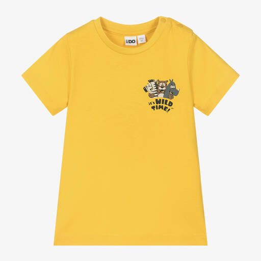 iDO Малыши-Boys Yellow Cotton Animal Print T-Shirt | Childrensalon Outlet