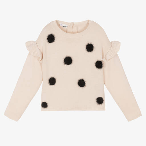 iDO Baby-Girls Beige & Black Spot Sweater | Childrensalon Outlet