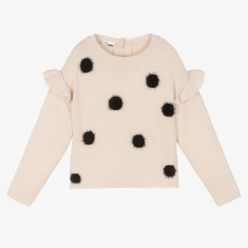 iDO Baby-Punktepullover in Beige und Schwarz | Childrensalon Outlet