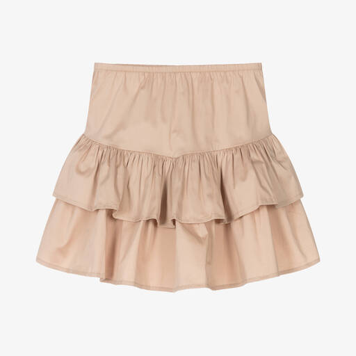 iDO Junior-Girls Beige Ruffle Cotton Skirt | Childrensalon Outlet