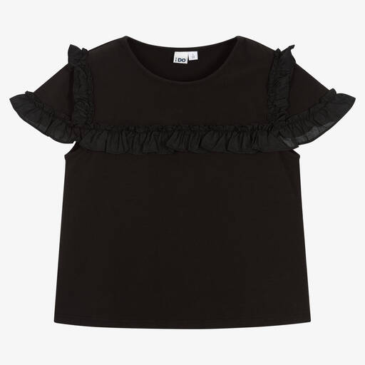 iDO Junior-Girls Black Cotton T-Shirt | Childrensalon Outlet