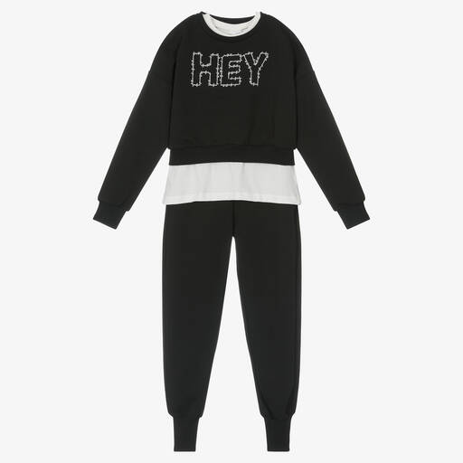 iDO Для младших-Футболка и черный спортивный костюм из хлопка | Childrensalon Outlet