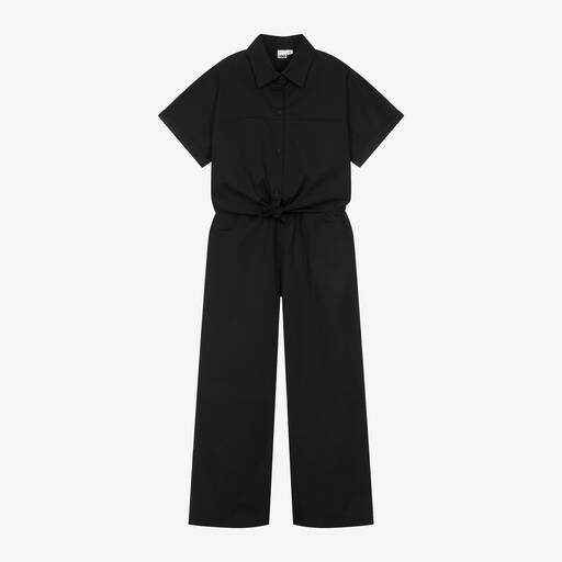 iDO Junior-Girls Black Cotton Trouser Set | Childrensalon Outlet