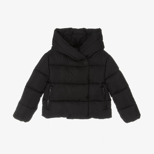 iDO Junior-Girls Black Hooded Puffer Jacket | Childrensalon Outlet