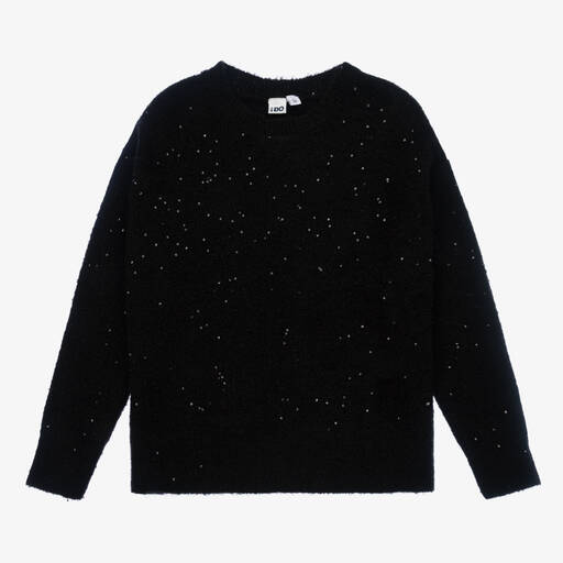 iDO Junior-Girls Black Sequin & Glitter Sweater | Childrensalon Outlet