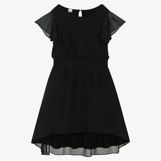 iDO Junior-Girls Black Shirred Waist Dress | Childrensalon Outlet