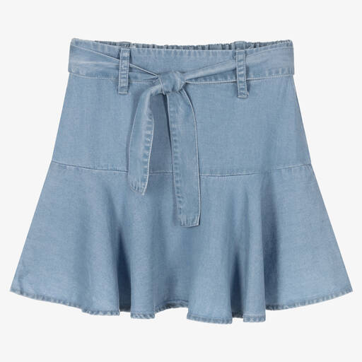 iDO Junior-Jupe patineuse bleue en chambray fille | Childrensalon Outlet