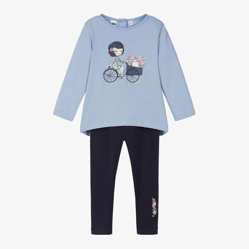 iDO Baby-Girls Blue Cotton Leggings Set | Childrensalon Outlet