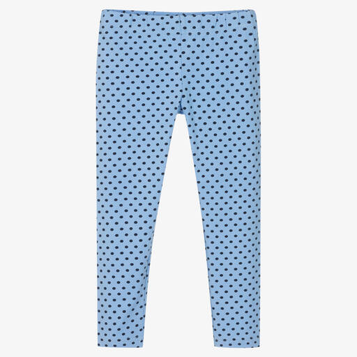 iDO Baby-Girls Blue Cotton Polka Dot Leggings | Childrensalon Outlet