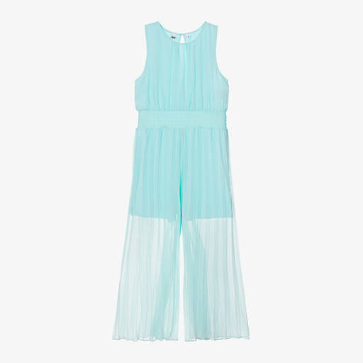 iDO Junior-Girls Blue Crêpe Chiffon Pleated Jumpsuit | Childrensalon Outlet