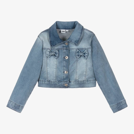 iDO Junior-Girls Blue Cropped Denim Jacket | Childrensalon Outlet