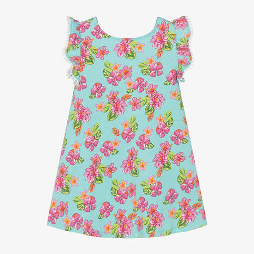 iDO Малыши-Girls Blue Floral Cotton Dress | Childrensalon Outlet