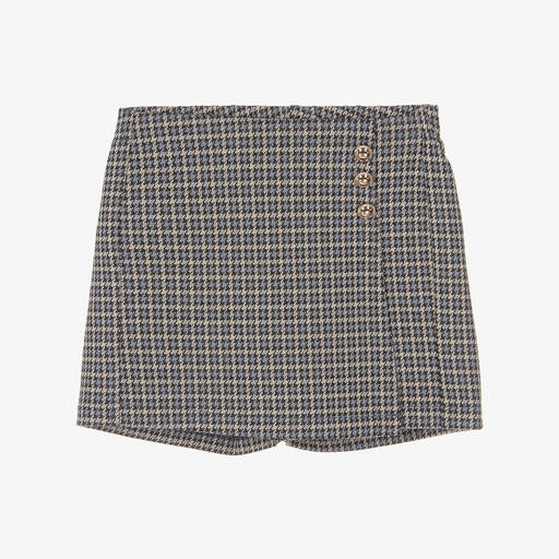 iDO Junior-Girls Blue Jersey Checked Houndstooth Skort | Childrensalon Outlet