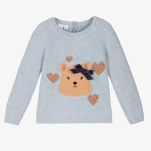 iDO Baby-Girls Blue Knitted Sweater | Childrensalon Outlet